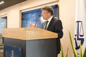 Supreme Court President Isaac Amit addressing the special Israel Bar Association conference in Tel Aviv on September 2, 2026..
