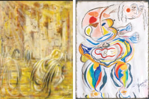 LEFT: AARON KRAUS, ‘Standing Prayer (Amidah).’ RIGHT: MIRIAM  JASKIEROWICZ ARMAN, ‘Begetting Life.’