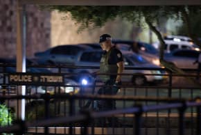 Israeli security forces at the scene of a terror attack near Damascus Gate in Jerusalem on June 16, 2017. 