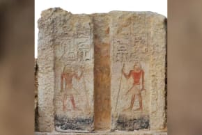 Photo of false door found at the Bubasteum necroplis in Saqqara, Egypt, September 4, 2026.