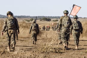 Israeli soldiers from the Netzah Yehuda Battalion take part in a military training exercise near the Israeli border with Lebanon, northern Israel, August 20, 2026. 