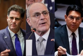 (L-R): Ron Dermer, Yechiel Leiter, Danny Danon