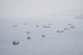 Vessels near the Strait of Hormuz, as seen from Musandam