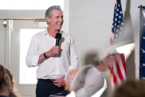 Potential 2028 presidential candidate, California Gov. Gavin Newsom speaks during an event held by the state Democratic Party at the Clubhouse at King's Grant in Summerville, South Carolina, Sept. 3, 2026. 