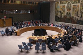 A meeting of the UN Security Council in April. The organization says Washington currently owes more than $5 billion.