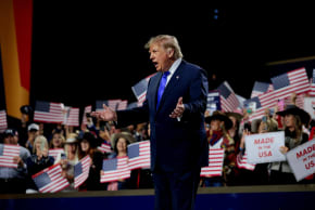 US President Donald Trump arrives on stage at the Republican National Midterm Convention in Dallas, Texas, US, September 9, 2026.