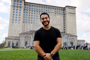 US Democratic Senate candidate from Michigan Abdul El-Sayed poses for a photo at the Labor Day parade in Detroit, Michigan on September 7, 2026.