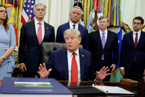 US President Donald J. Trump makes an announcement on healthcare in the Oval Office at the White House in Washington, DC, US, September 18, 2026. 