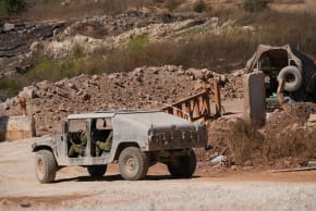 Israeli soldiers patrol along the Israeli-Lebanese border, on September 10, 2026.