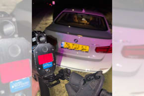 Police detain 25-year-old Eilat resident after he was caught speeding on Highway 90 at 217km/h. Vehicle and speed readout pictured here. 