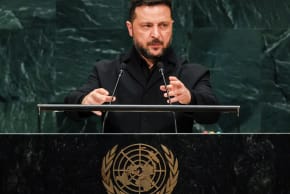 Ukraine's President Volodymyr Zelenskyy speaks during the 81st session of the United Nations (UN) General Assembly at UN Headquarters on September 23, 2026 in New York City.