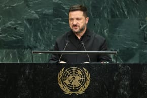 Ukraine's President Volodymyr Zelenskiy addresses the 81st United Nations General Assembly (UNGA) at UN headquarters in New York City, US, September 23, 2026.