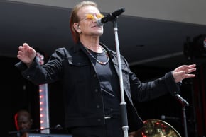 Bono of U2 performs during the dedication ceremony for the opening of the Barack Obama Presidential Center in John Lewis Plaza on June 18, 2026 in Chicago, Illinois.