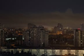 Smoke rises in the city during a Russian drone and missile strike, amid Russia's attack on Ukraine, in Kyiv, Ukraine September 30, 2026.