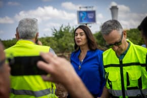  Transportation Minister Miri Regev is seen at Ben-Gurion Airport, central Israel, May 4, 2025