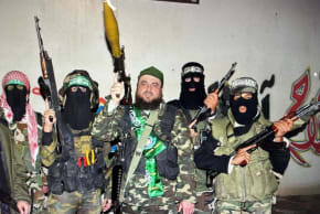 Hamas supporter Riyad Albustanji stands alongside other Hamas supporters in this picture posted on social media.
