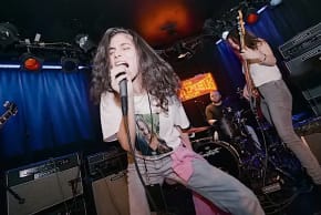 Raz Shifer of Ramat Gan, a Nova Festival survivor, performs at L.A.'s Viper Room in a scene from "The Bridge," a documentary about Israeli trauma survivors and their week at Rock ’n Roll Fantasy Camp.