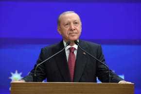 Turkish President Recep Tayyip Erdogan speaks during a meeting at his ruling AK Party (AKP) in Ankara, Turkey, October 7, 2026.