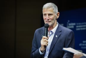 Yair Golan, chairman of the Democrats party, attends the Shabtai Shavit World Summit on Counter-Terrorism at Reichman University in Herzliya, October 6, 2026.