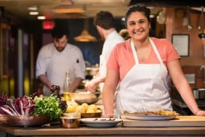 Samin Nosrat, who appeared on stage at the JCCSF on Oct. 5, in her 2018 Netflix limited series “Salt Fat Acid Heat.” 