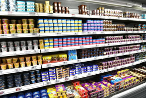 Dairy products in a supermarket, March 2026.