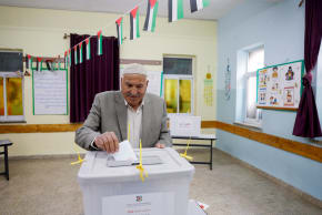A PALESTINIAN man votes during the municipal council election, in Birzeit near Ramallah, in the West Bank, on April 25, 2026.