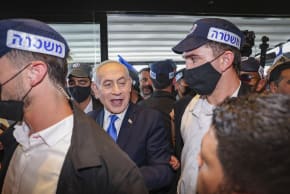 Prime Minister Benjamin Netanyahu visits a cafe in the southern Israeli city of Kiryat Gat, ahead of Israel’s upcoming general elections, October 14, 2026; illustrative.