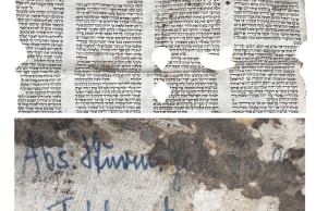 A fragment of a Jewish Torah scroll stolen by Nazis during the Holocaust, formerly on sale by Valkyrie Historical Auctions. 