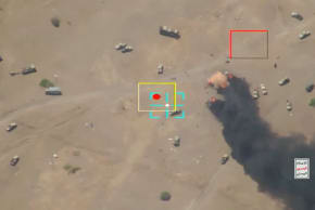 Houthi military release drone footage of drone strikes on vehicles and troops on the south coast highway, near Al Bahiya, Lahij Governorate, Yemen in this screengrab obtained from a handout video released on October 5, 2026.