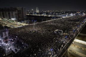 Tens of thousands of ultra-Orthodox Jews attend an election rally organized by the United Torah Judaism party in the ultra-Orthodox city of Bnei Brak, central Israel, two days ahead of Israel’s general elections, October 25, 2026.