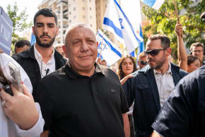 Yashar head Gadi Eisenkot visits a polling station during Election Day in Holon, central Israel, October 27, 2026