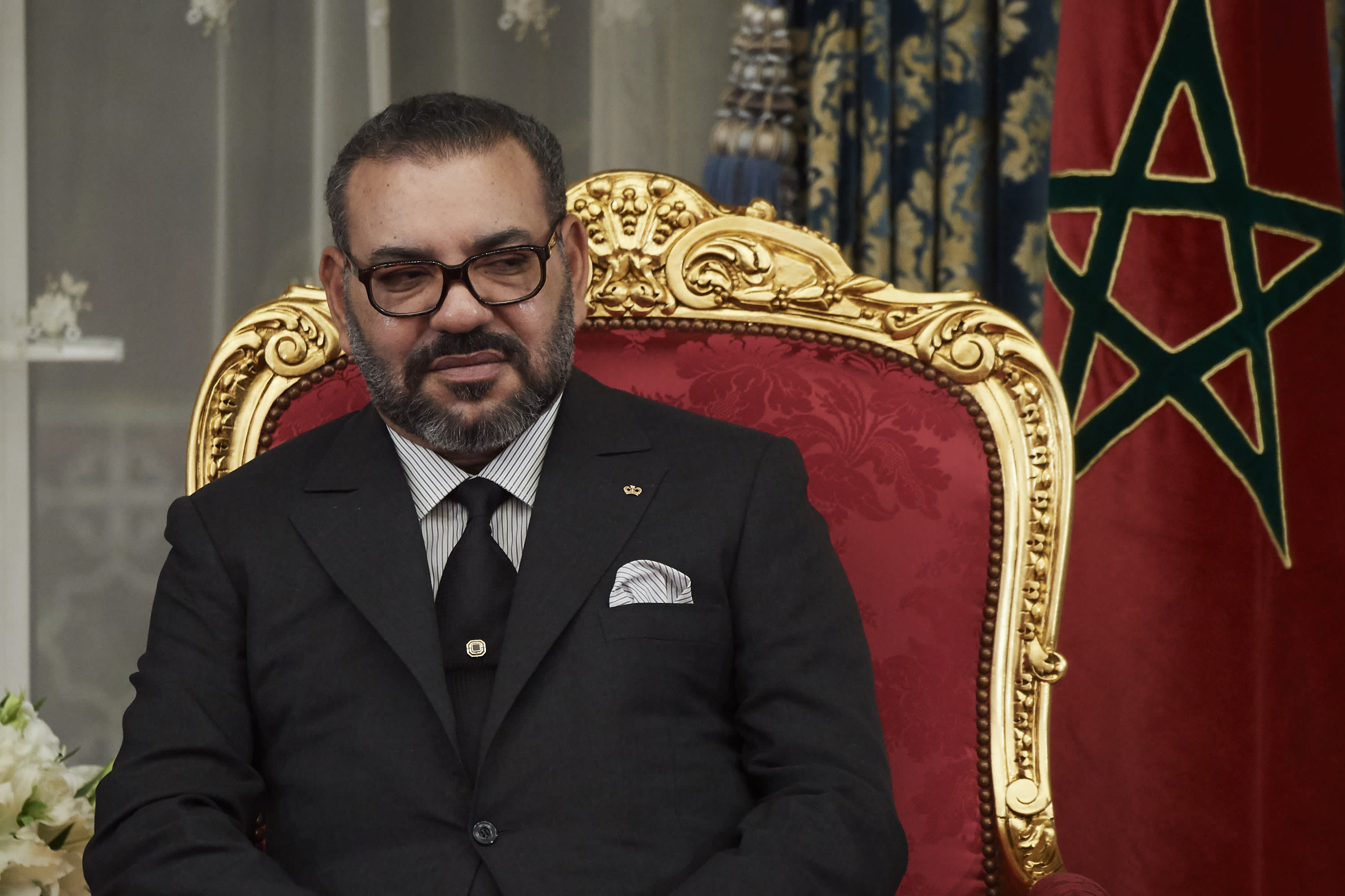 King Mohammed VI of Morocco attends the signing of bilateral agreements at the Agdal Royal Palace on February 13, 2019 in Rabat, Morocco.  (photo credit: Carlos Alvarez/Getty Images)