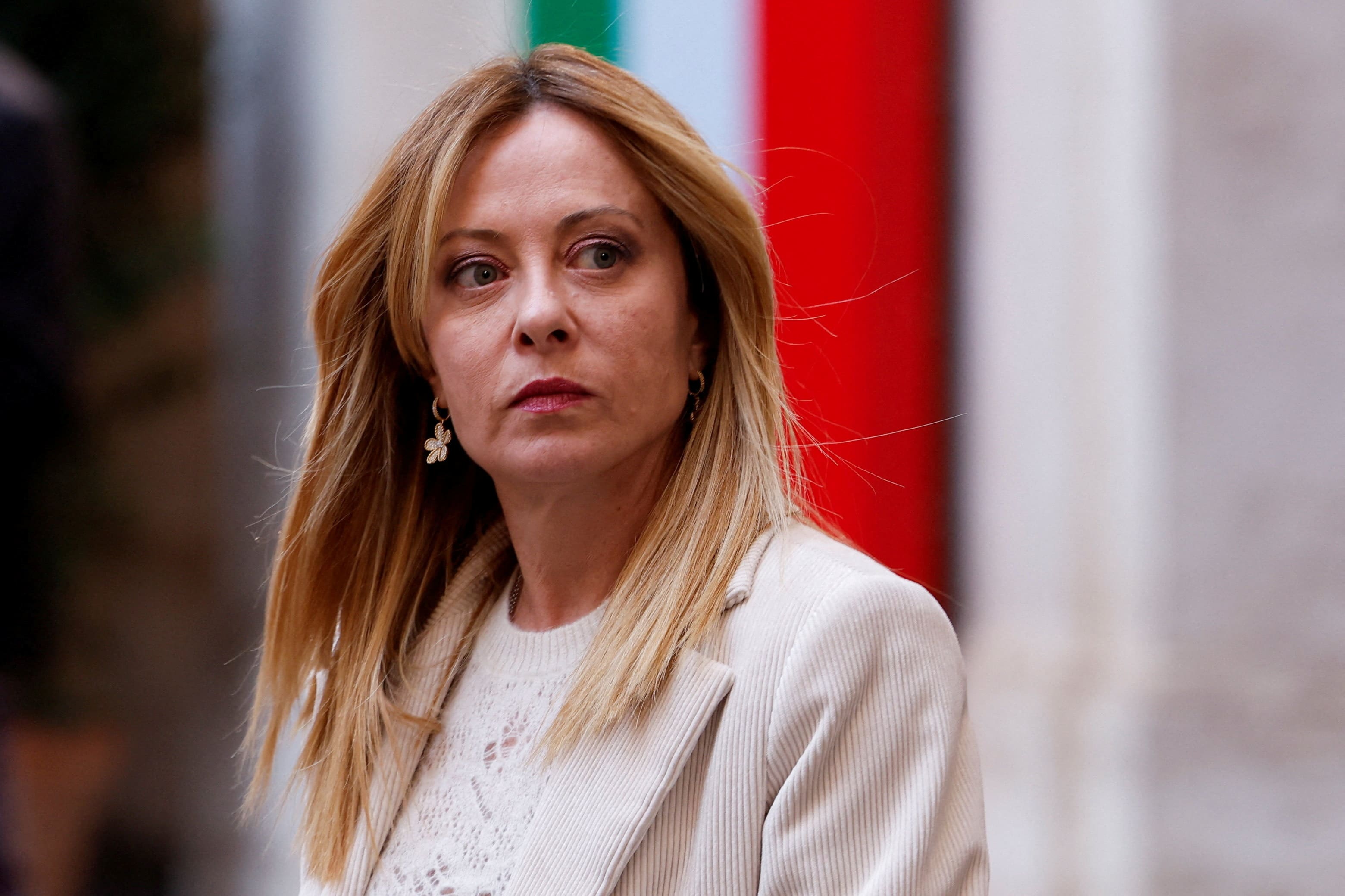 Italian Prime Minister Giorgia Meloni looks on as she waits for the arrival of President of Cyprus Nikos Christodoulides, at Chigi Palace, in Rome, Italy, February 26, 2026. (photo credit: REUTERS/REMO CASILLI)