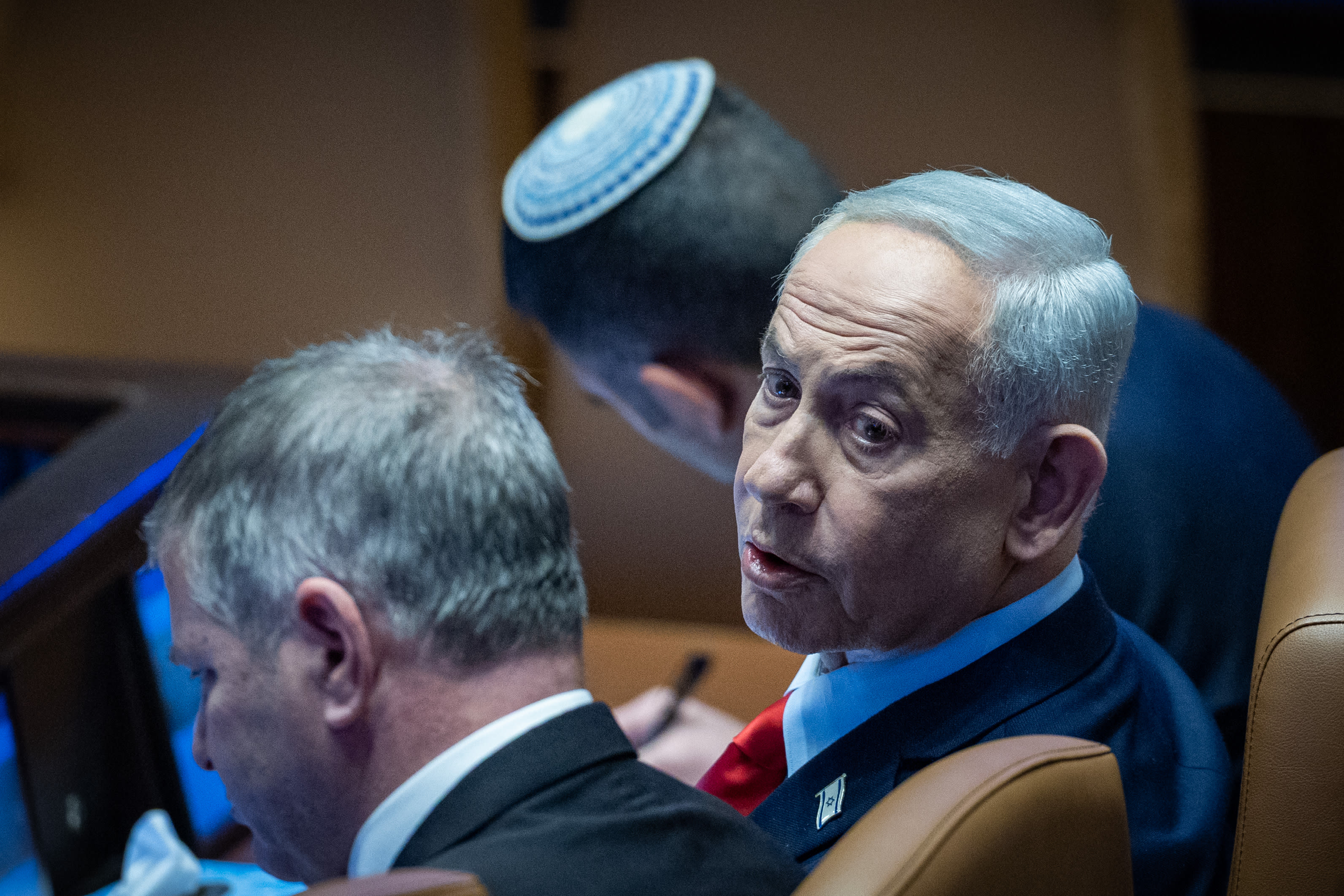 Prime Minister Benjamin Netanyahu attends a 40-signatures debate at the Knesset, in Jerusalem, February 23, 2026 (photo credit: YONATAN SINDEL/FLASH90)