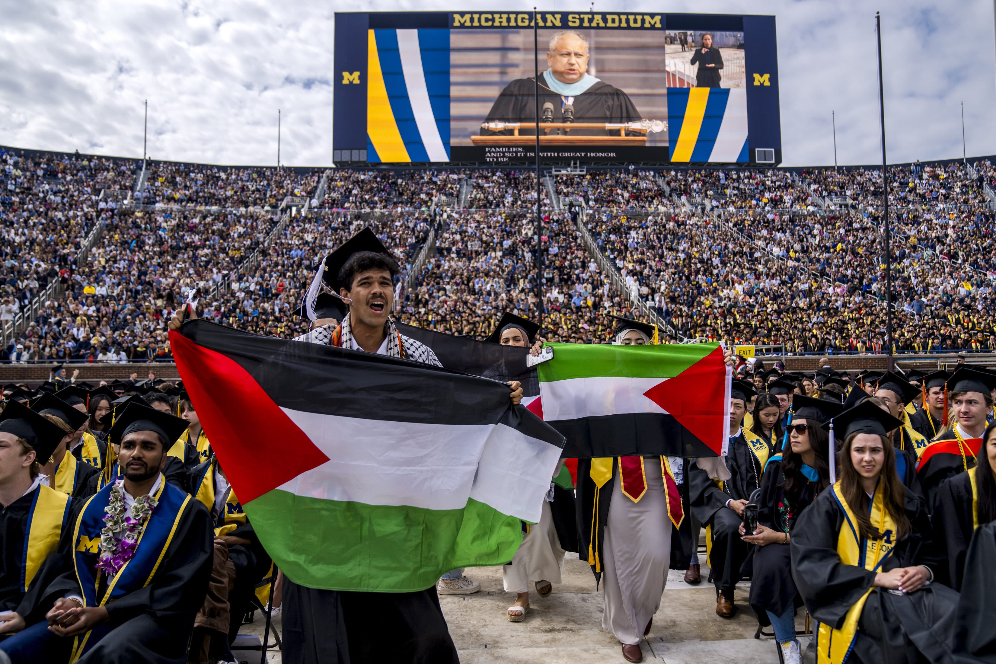 Students protest in support of Palestine during the University of Michigan