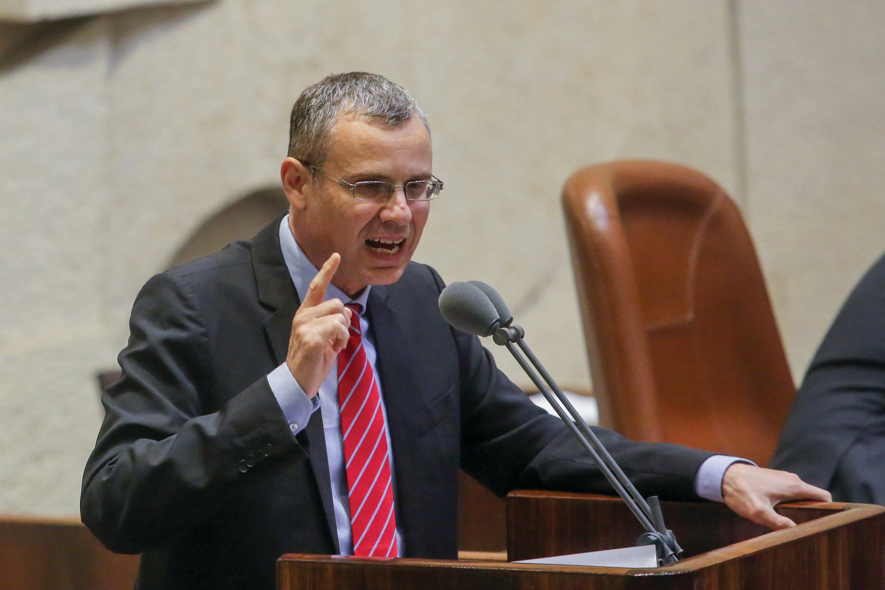  JUSTICE MINISTER Yariv Levin presents the reasonableness clause to the Knesset in July.  (photo credit: MARC ISRAEL SELLEM/THE JERUSALEM POST)