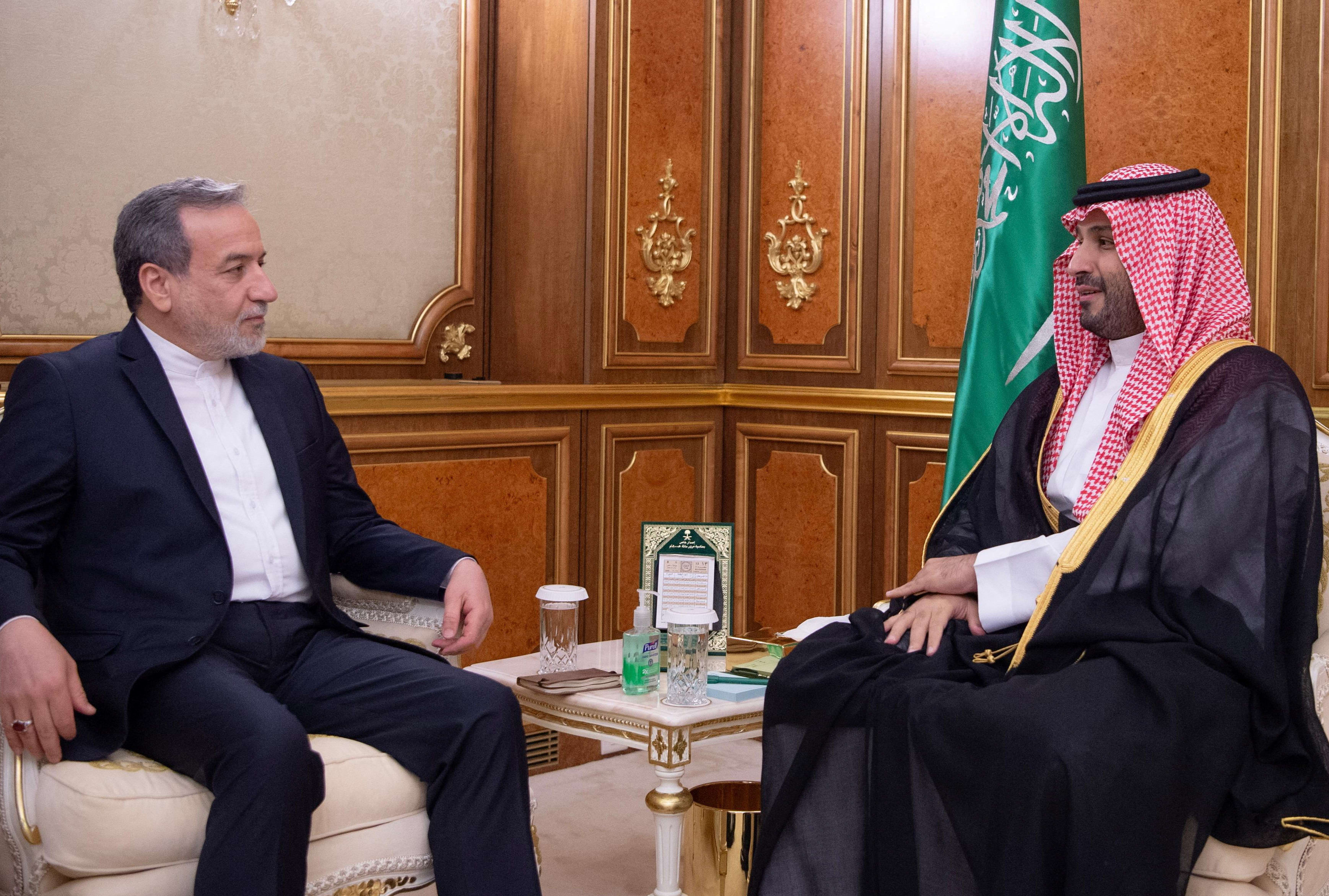  Saudi Crown Prince Mohammed bin Salman meets Iranian Foreign Minister Abbas Araghchi in Jeddah, Saudi Arabia, July 8, 2025. (photo credit: SAUDI PRESS AGENCY/HANDOUT VIA REUTERS)