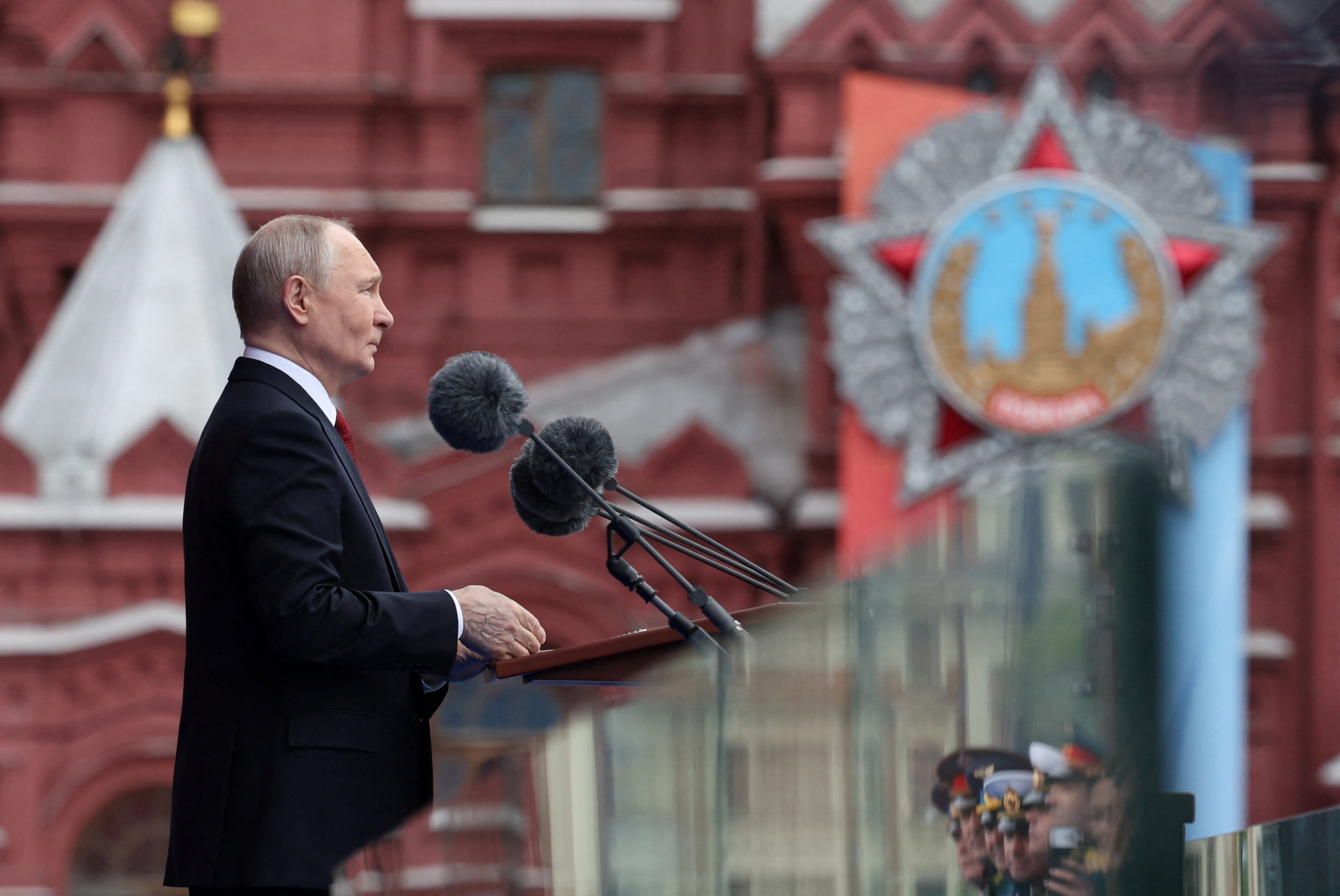 Russian President Vladimir Putin delivers a speech during a military parade on Victory Day, marking the 81st anniversary of the victory over Nazi Germany in World War Two, in Red Square in central Moscow, Russia, May 9, 2026. (photo credit: Sputnik/Alexander Kazakov/Pool via REUTERS)