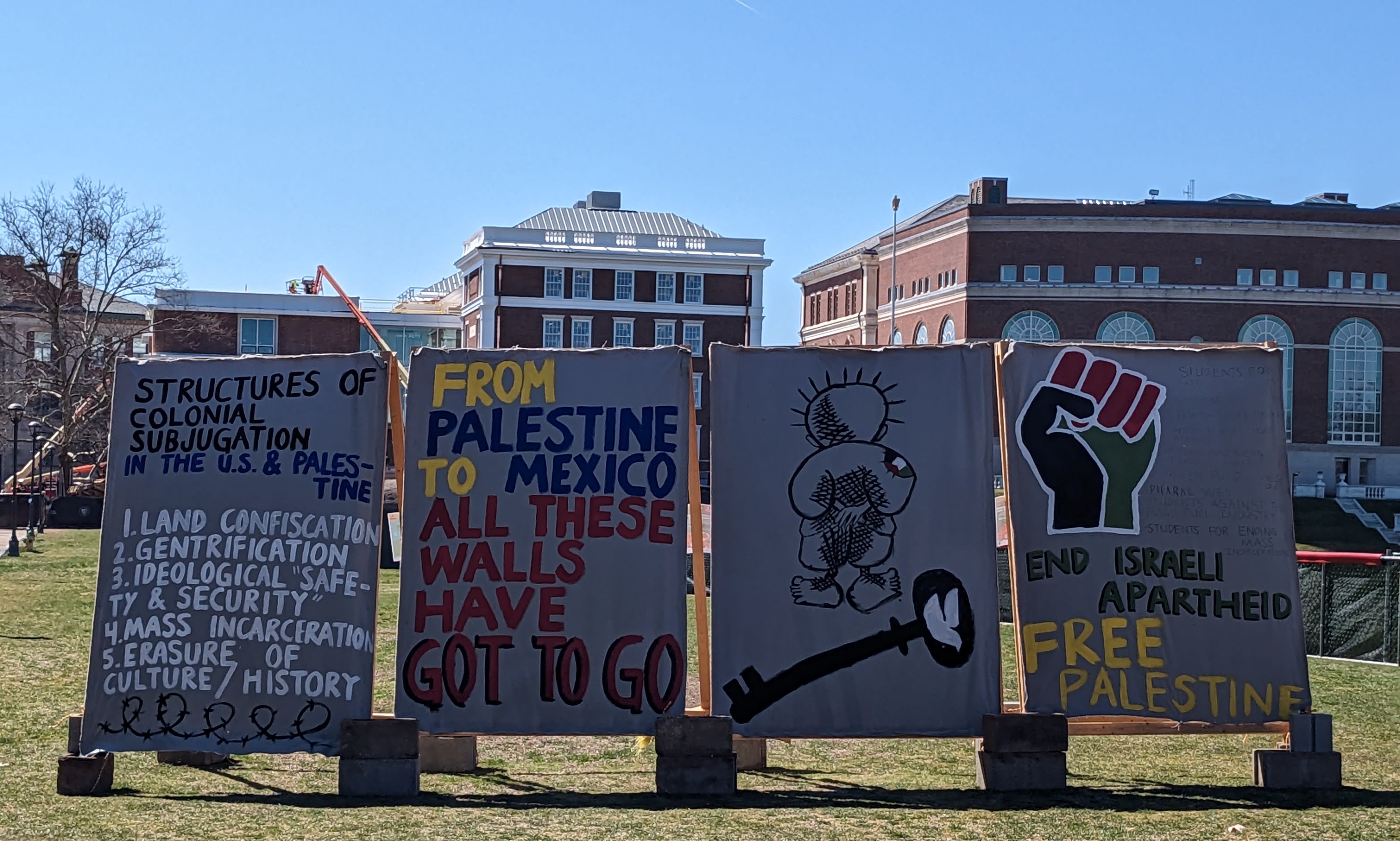  Photo taken of the Israel Apartheid billboard outside of the Usdan University Center on the Wesleyan University campus. (photo credit: ASHER MOSS)