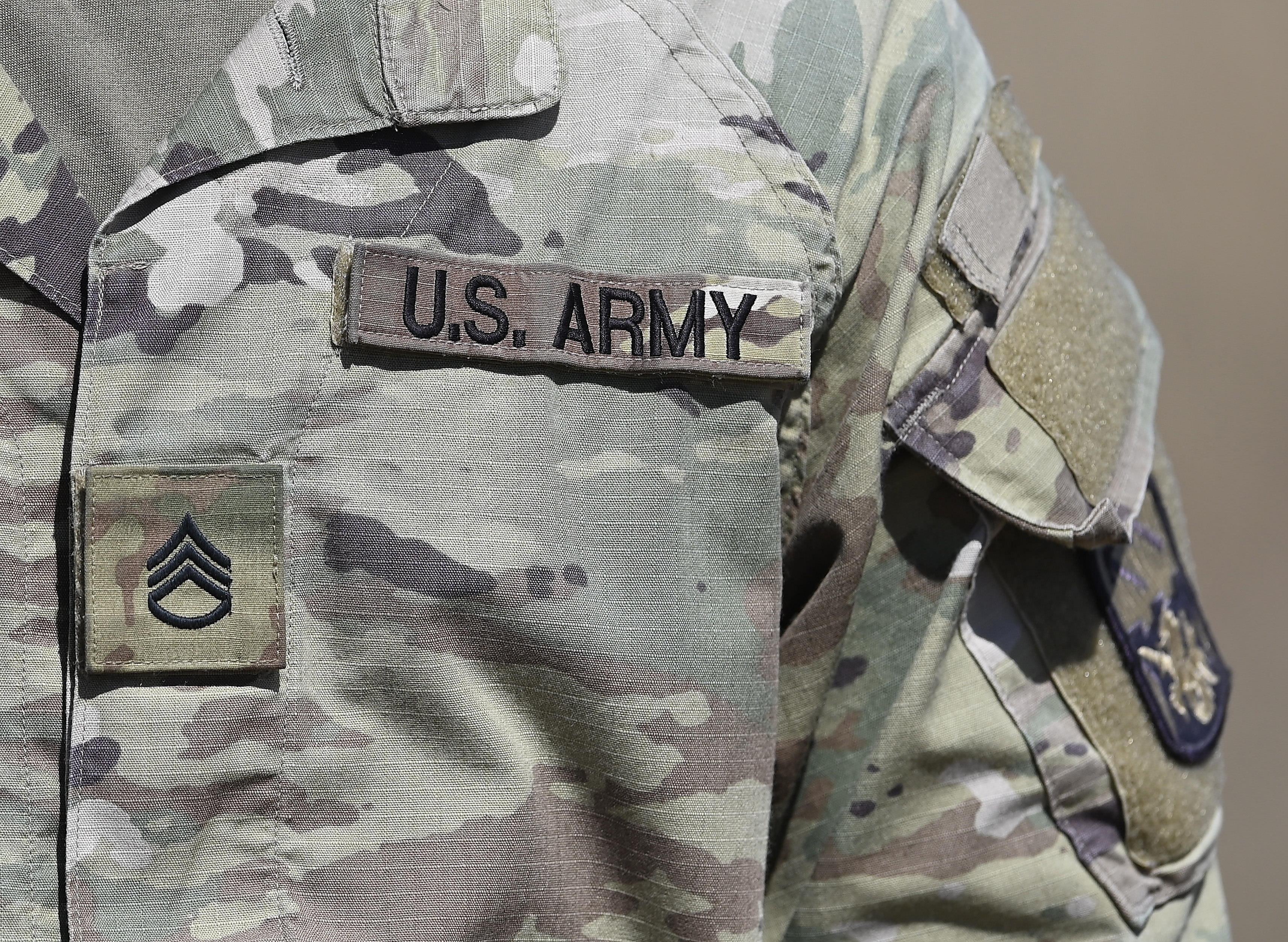 US Army insginia can be seen worn by a soldier on July 28, 2021. (photo credit: Ian Hitchcock/Getty Images)