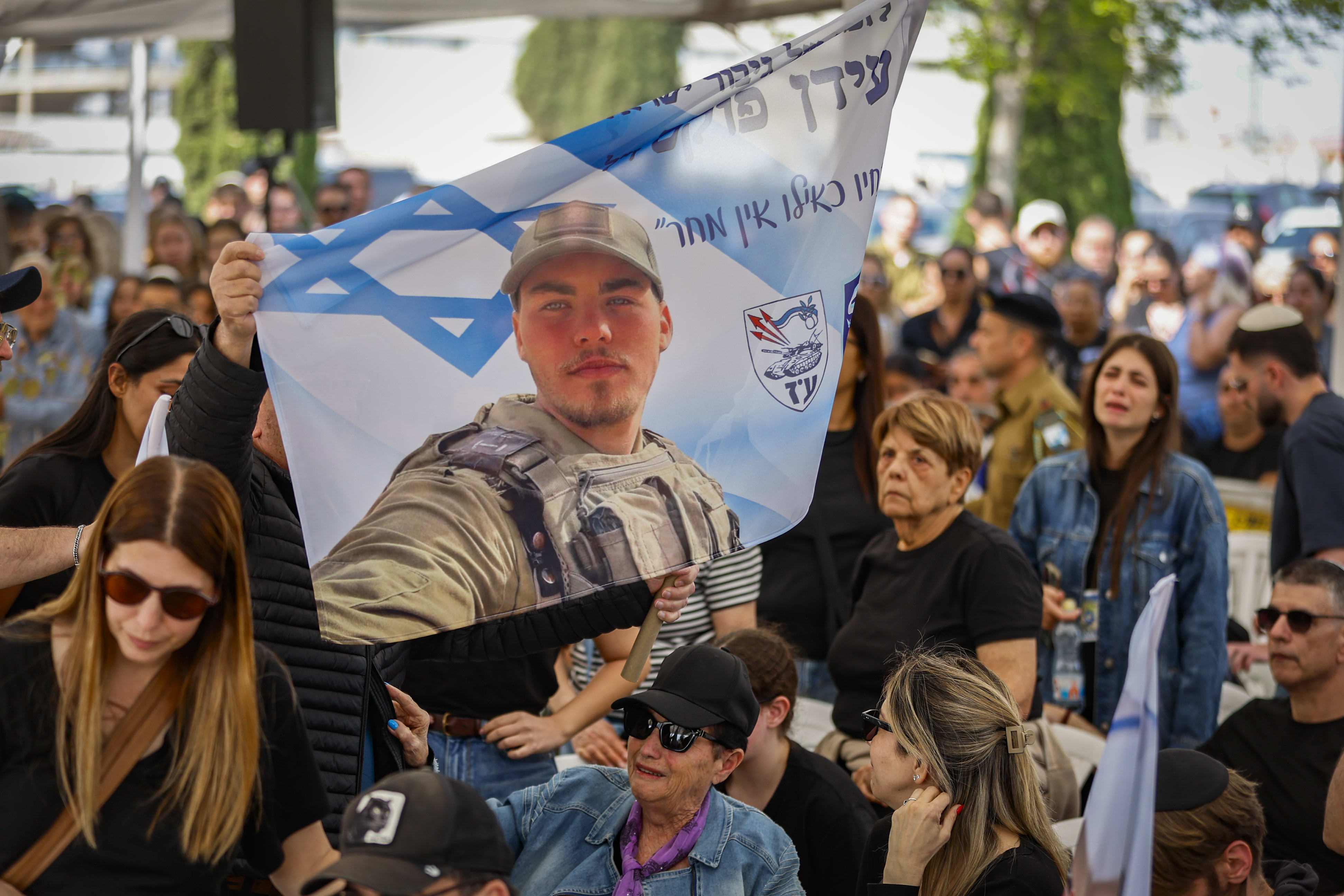 Family and friends of Israeli soldier Sergeant Idan Fooks attend his funeral at the Military Cemetery in Petah Tikva on April 27, 2026. (photo credit: Tal Gal/Flash90)