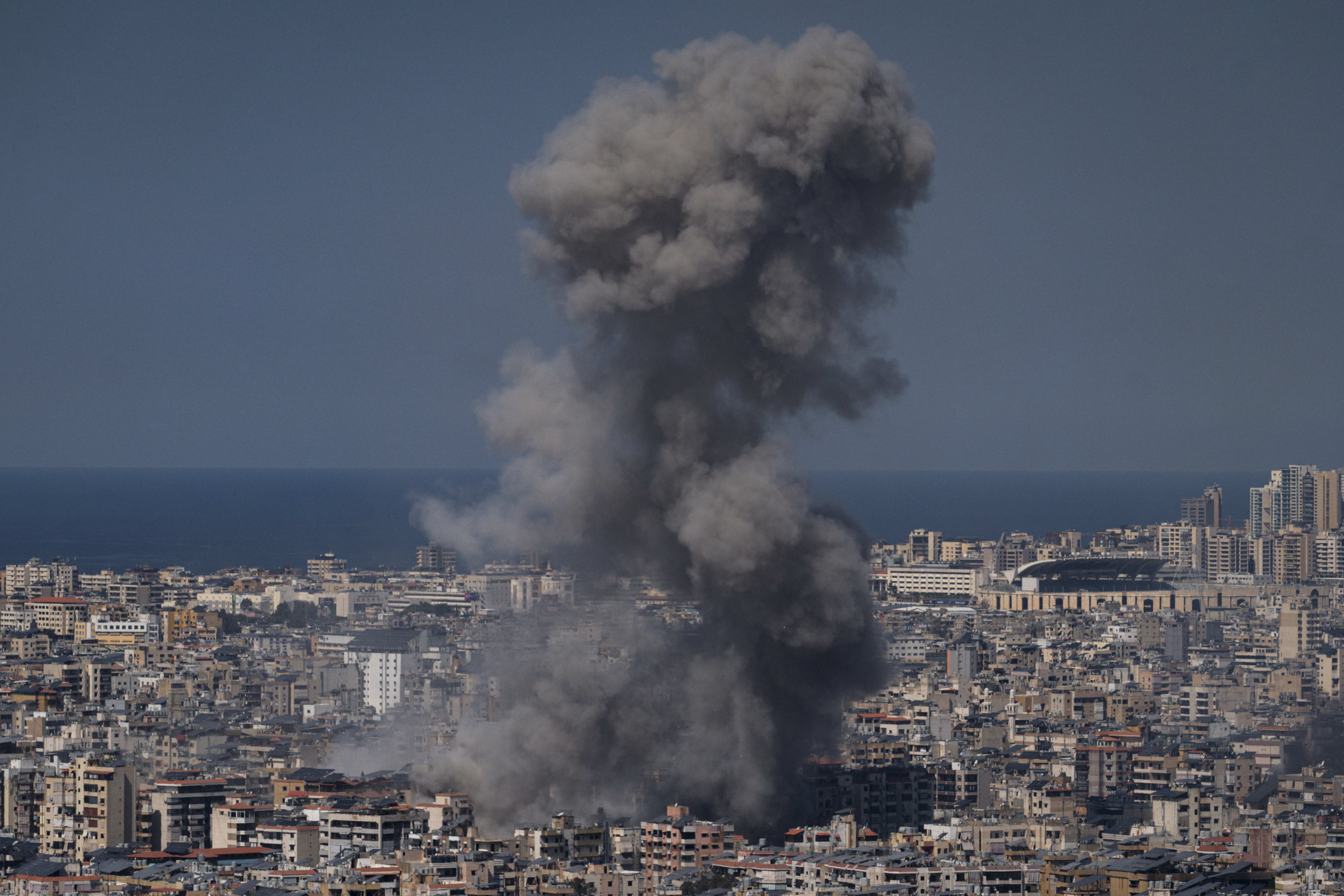 Smoke rises from a building hit in a bombing on March 11, 2026 in Beirut, Lebanon. (photo credit: Adri Salido/Getty Images)