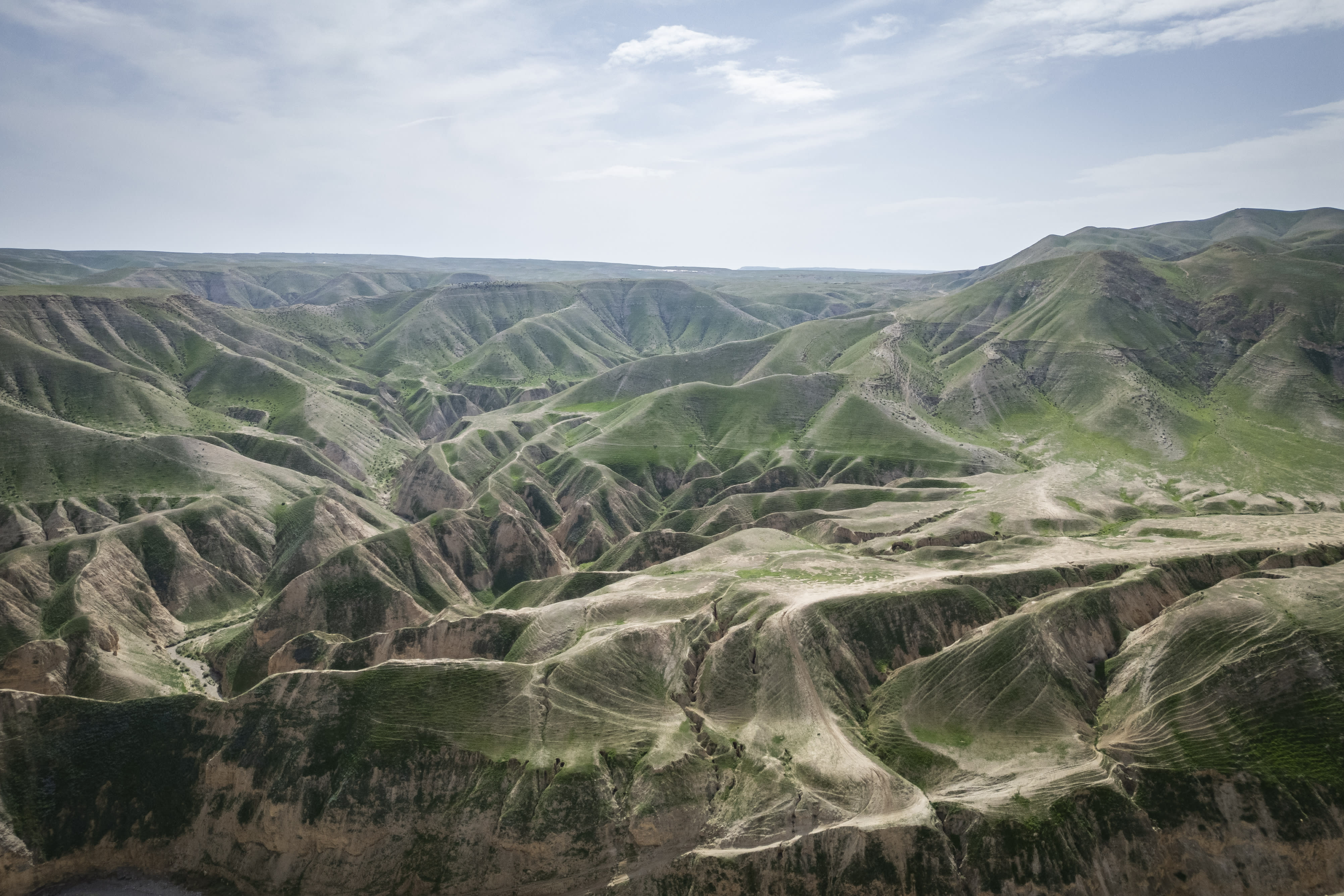 View of the Judean desert, in the West Bank, February 6, 2026. (photo credit: CHAIM GOLDBERG/FLASH90)