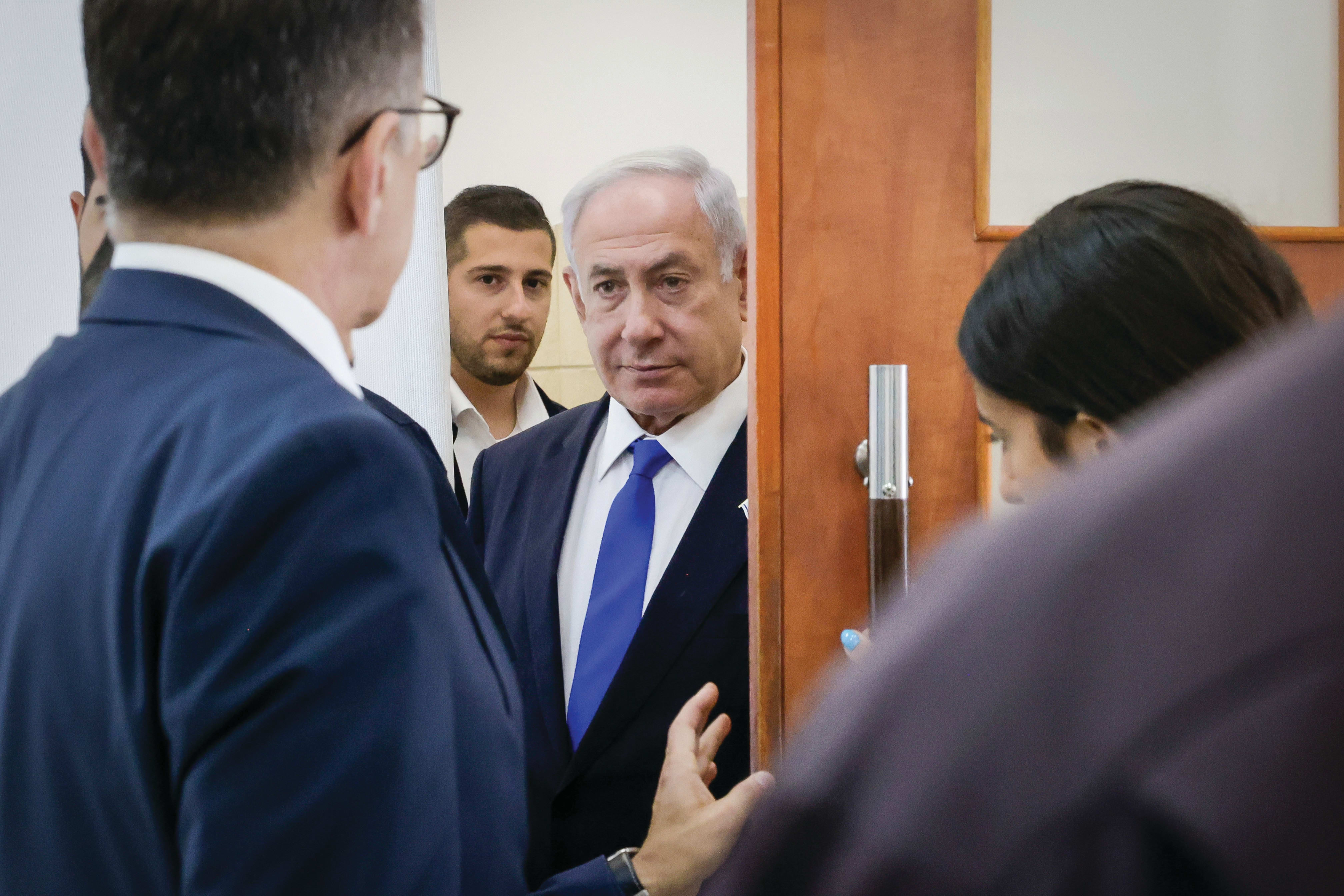  PRIME MINISTER Benjamin Netanyahu arrives at the Jerusalem District Court to hear testimony of businessman Arnon Milchan in the Case 1000 corruption trial, this week.  (photo credit: MARC ISRAEL SELLEM/THE JERUSALEM POST)