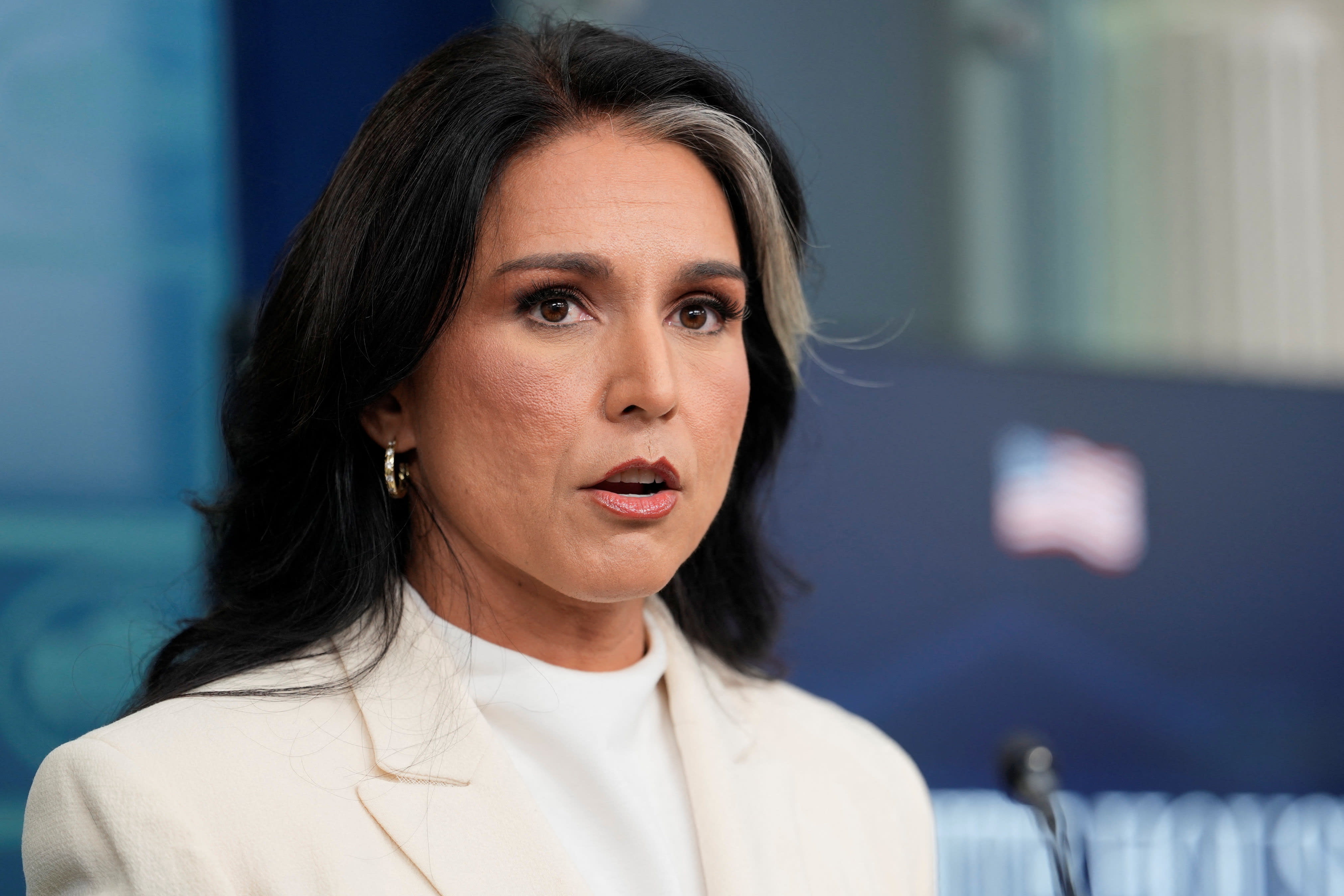 Director of National Intelligence (DNI) Tulsi Gabbard speaks during a press briefing, at the White House, July 23, 2025; illustrative. (photo credit: reuters/kent nishimura)