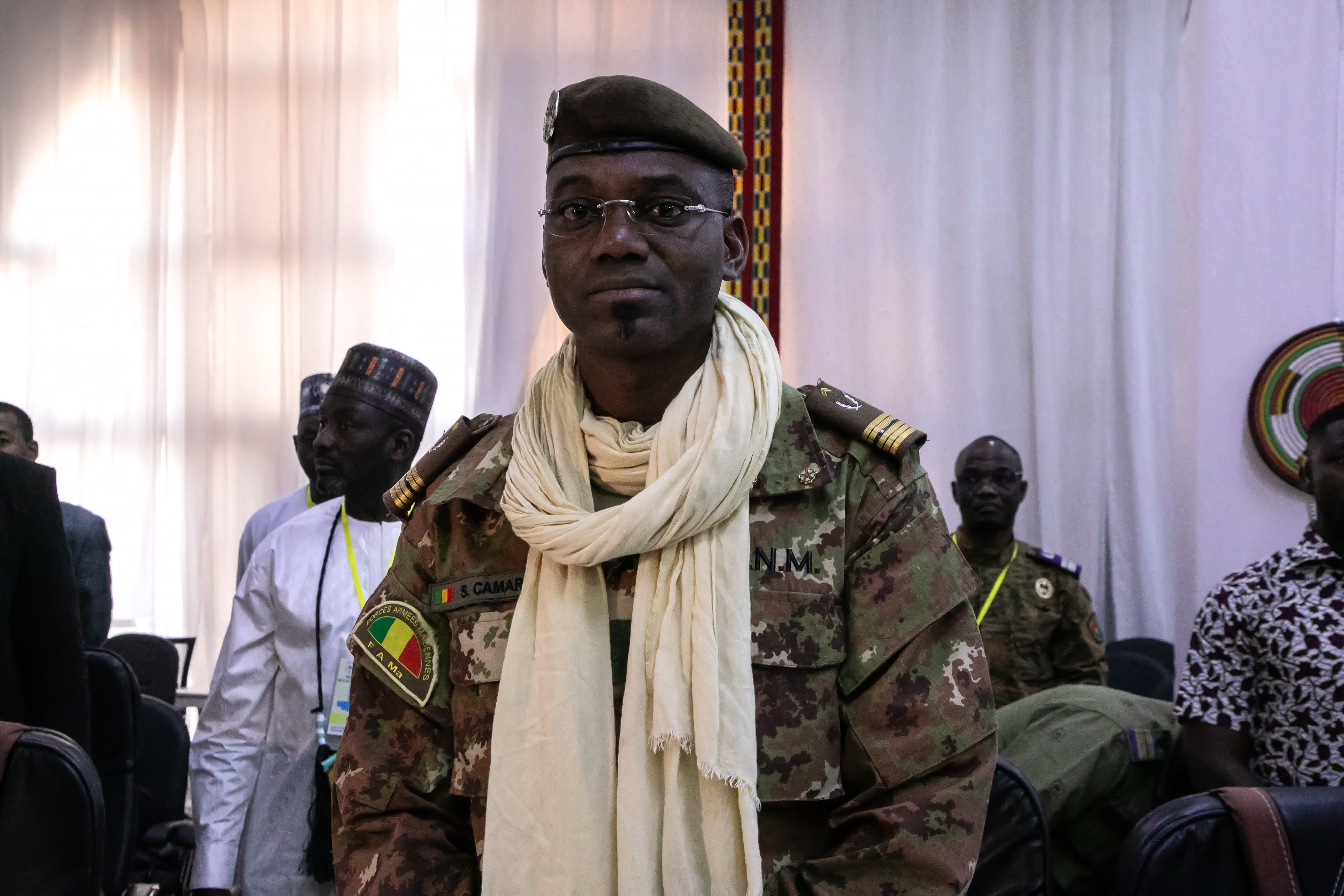 Colonel Sadio Camara, Minister of Defense and Veterans of Mali, is seen at the meeting of Ministers of the Alliance of Sahel States (AES), Ouagadougou, February 15, 2024. (photo credit: FANNY NOARO-KABRE/AFP via Getty Images)