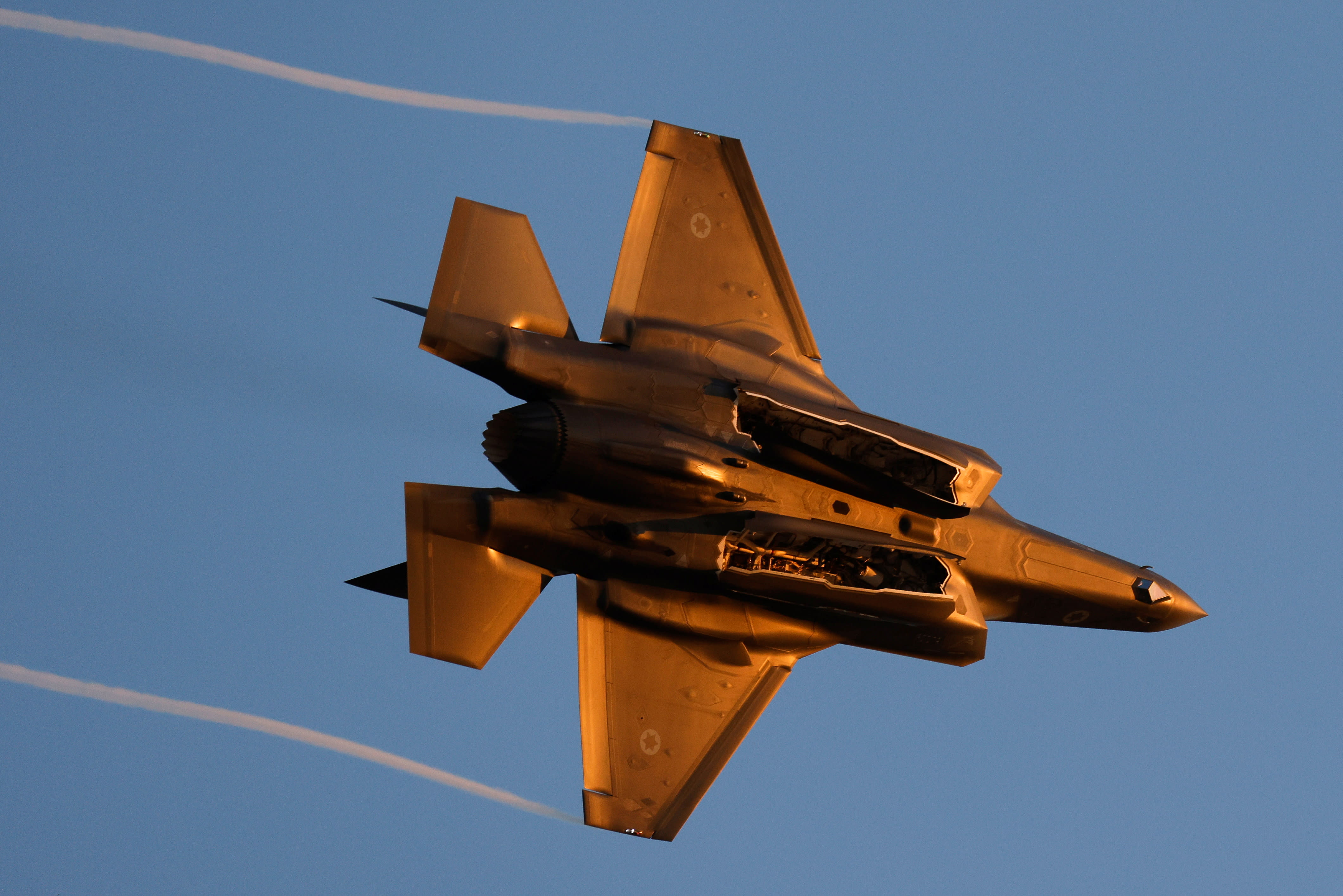 An Israeli Air Force F-35 flies during an aerial demonstration at a graduation ceremony for Israeli Air Force pilots at the Hatzerim Airbase in southern Israel, June 24, 2021 (photo credit: REUTERS/AMIR COHEN)