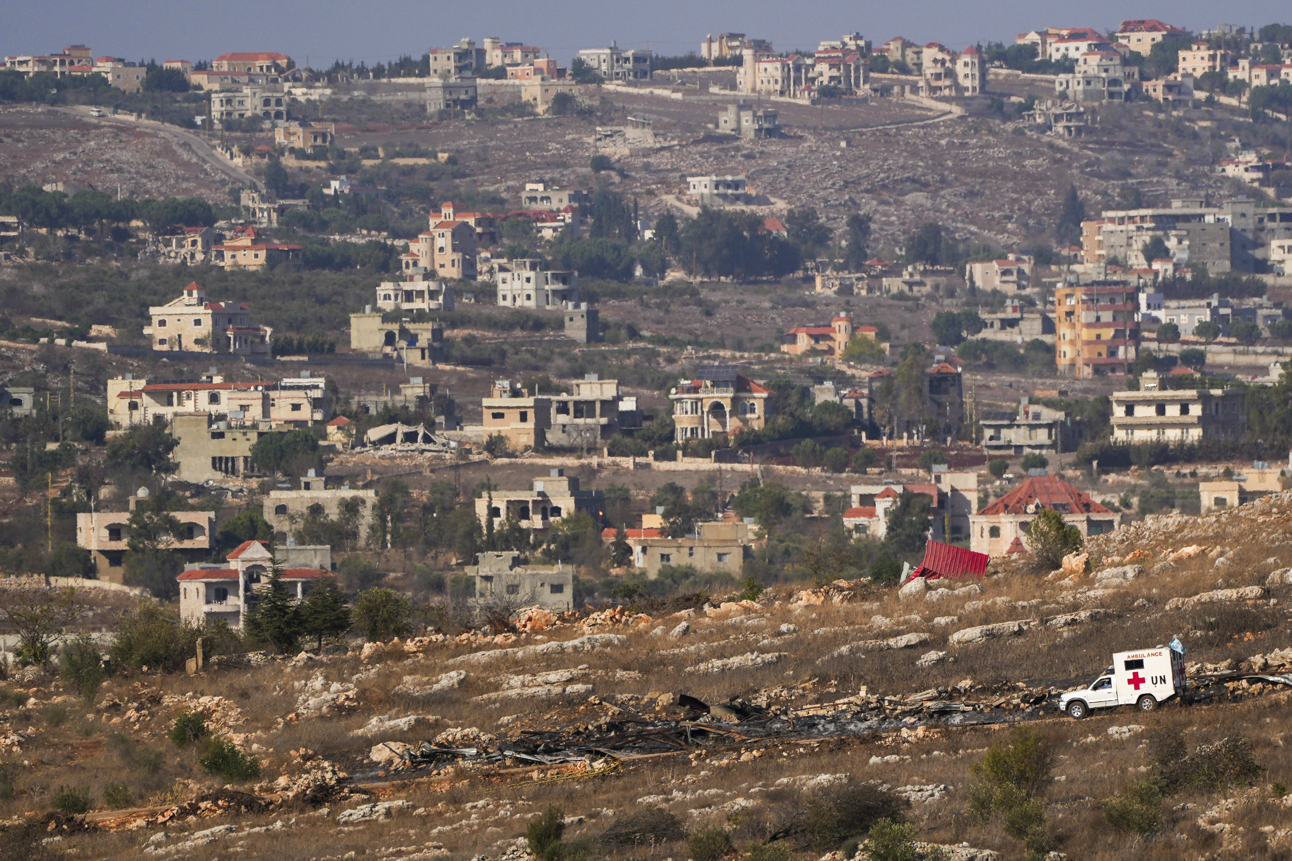 UN PEACEKEEPERS (UNIFIL) seen in southern Lebanon, as it seen from the Israeli side of the border, on November 6, 2025.  (photo credit: AYAL MARGOLIN/FLASH90)
