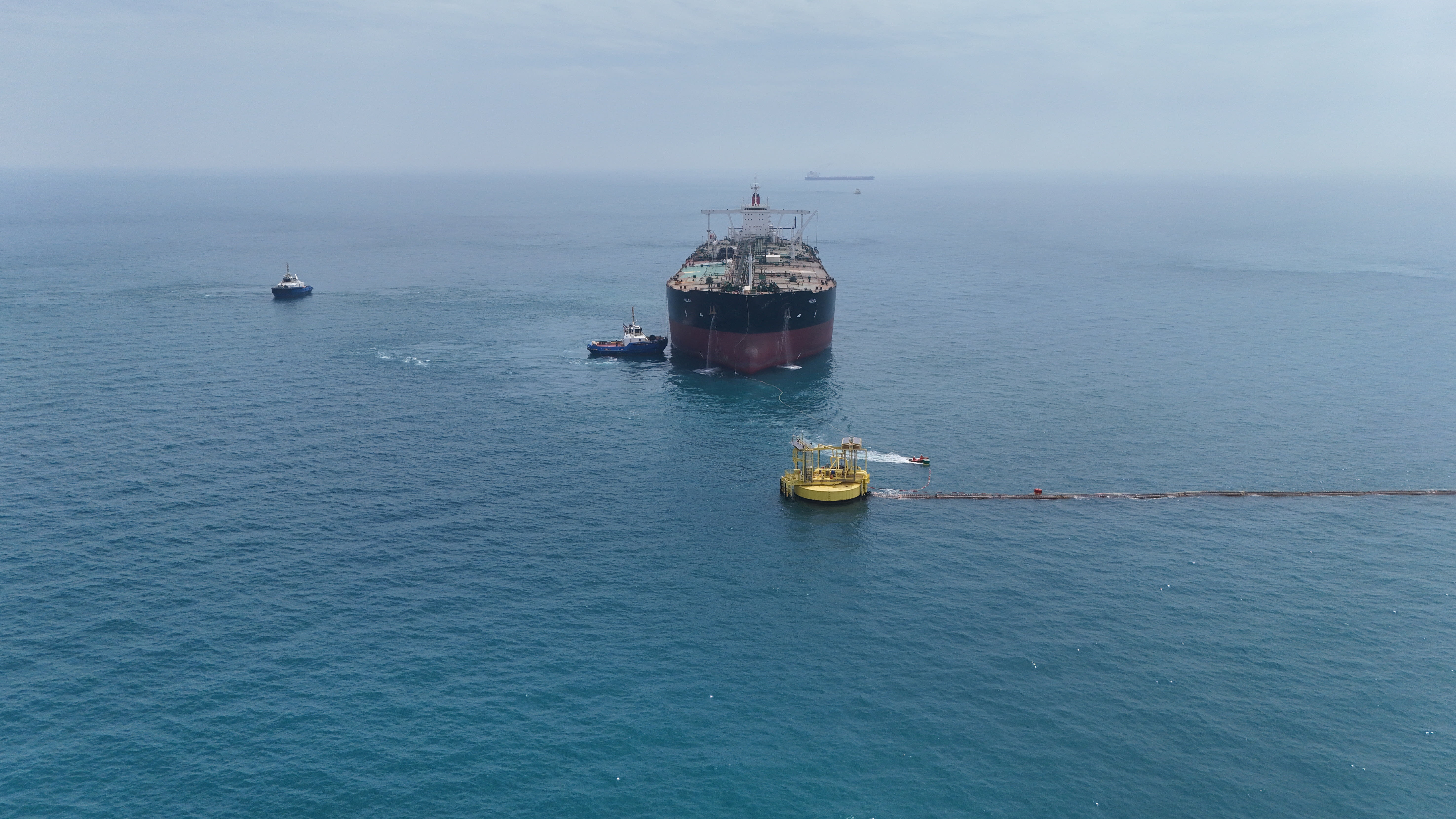 Drone view of oil tanker HELGA berthed at one of Iraq