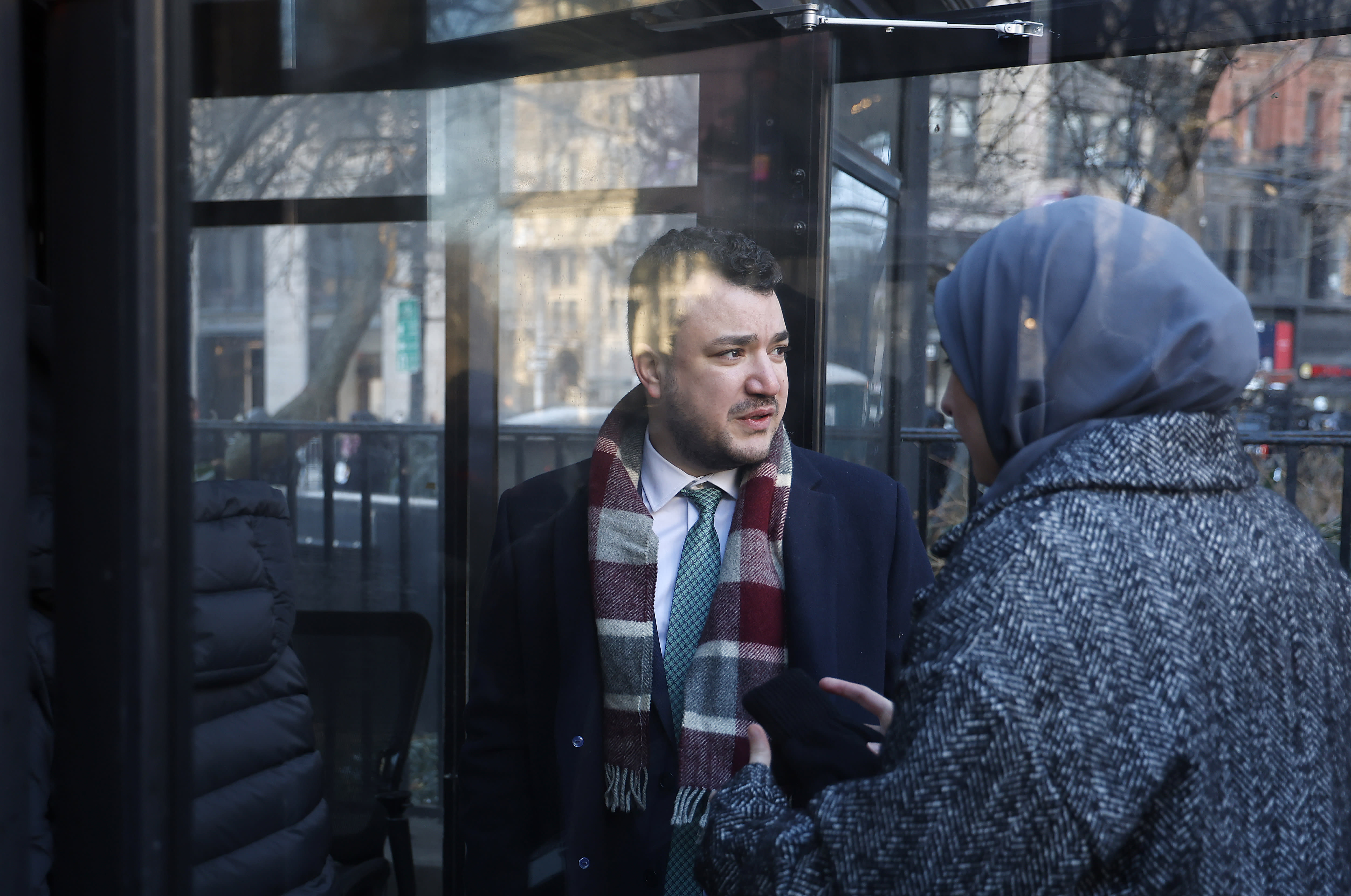 Mahmoud Khalil, arrives at the New York City Mayor Zohrarn Mamdani